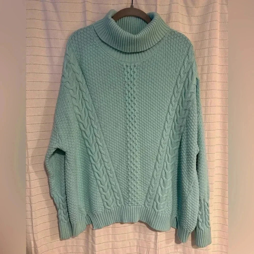 Oversized a.n.a. Mint/Teal Chunky Sweater